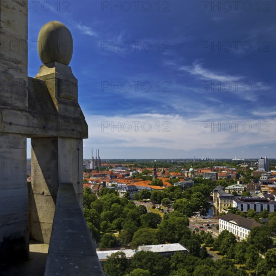 New Town Hall, panoramic view from the town hall tower in north direction, Hanover, Lower Saxony, Germany, Europe