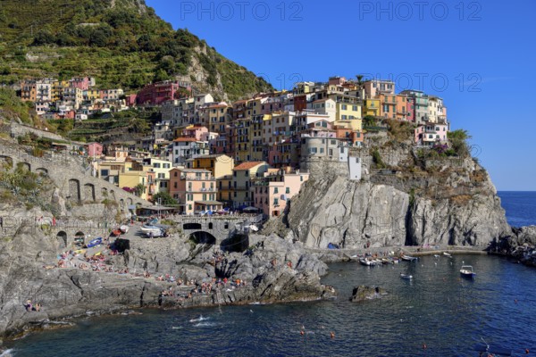 Fishing village of Manarola, district of Riomaggiore, Cinque Terre, province of La Spezia, Liguria, Italy, Europe
