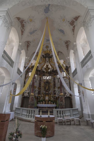 Rococo high altar, 1761, in the pilgrimage church of Maria Limbach, built 1751-1755, Limbach, Lower Franconia, Bavaria, Germany, Europe