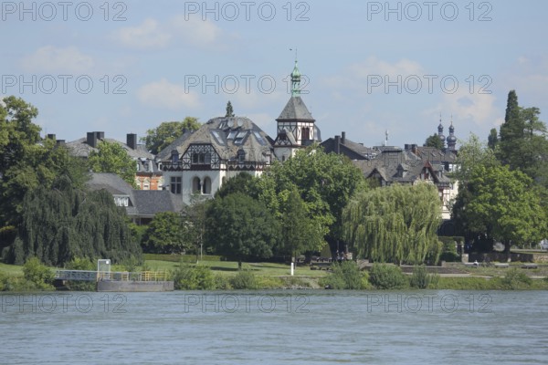 Cityscape with Rhine bank in Oberwerth, Koblenz, Rhineland-Palatinate, Upper Middle Rhine Valley, Germany, Europe