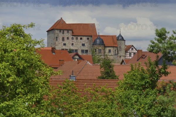 Johanniterburg Kühndorf, Kühndorf Castle, built in 1315 by the Order of St. John on the remains of a predecessor castle as a fort consisting of broad towers, Schmalkalden district, Meiningen, Thuringia, Germany, Europe