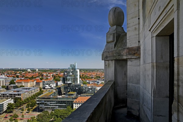 View of the administrative building of the Norddeutsche Landesbank, Hanover, Lower Saxony, Germany, from the town hall tower, Europe