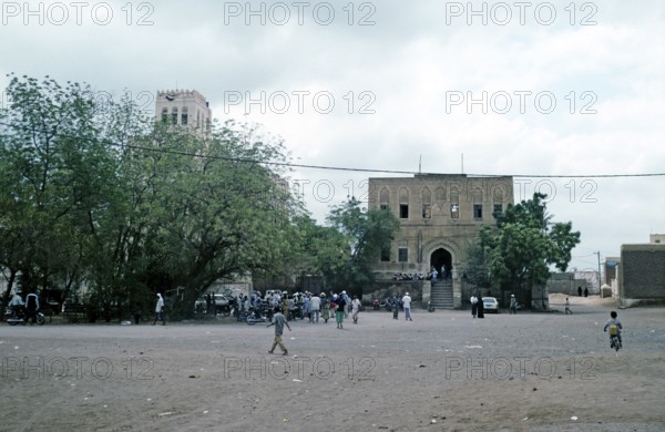 Historic buildings on the main square of the old town of Zebid, Zabid, Yemen 1998 UNESCO World Heritage Site