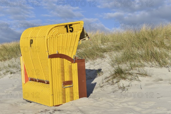 Beach chair on the Baltic Sea sandy beach on the Darß peninsula, Mecklenburg-Western Pomerania, Germany, Europe