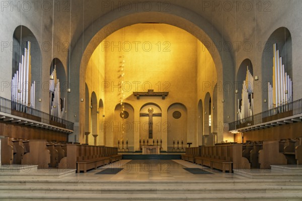 Interior of the monastery church of Münsterschwarzach Abbey in Schwarzach am Main, Bavaria, Germany, Europe