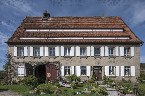 Historic Franconian farmhouse, now an antique shop, Franconia, Bavaria, Germany, Europe
