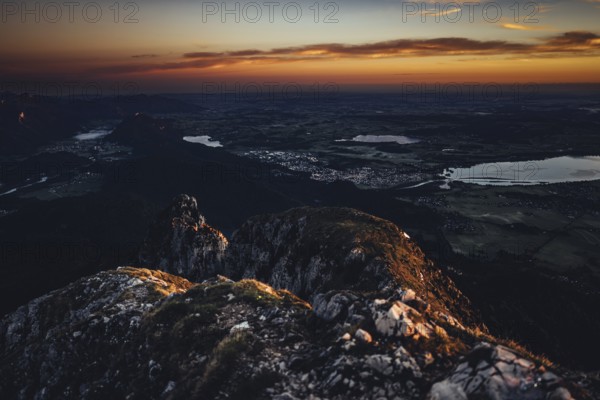 Sunrise hike on the Säuling in the Allgäu in Bavaria, Germany, Europe