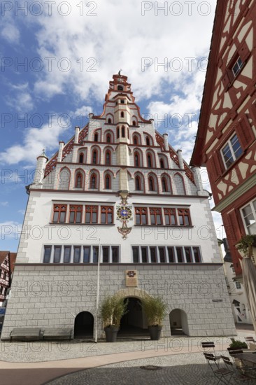 Late Gothic town hall with early Baroque gable, historic old town centre, Bad forest lake, Upper Swabia, Baden-Württemberg, Germany, Europe