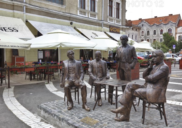Romania, Kreisch region, Oradea, Grosswardein, group of statues in the pedestrian zone, Cala Republicii and Moscovei, Europe