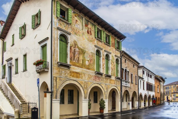 Palaces on the old town streets, medieval old town, Portogruaro, Veneto, Friuli, Italy, Portogruaro, Veneto, Italy, Europe