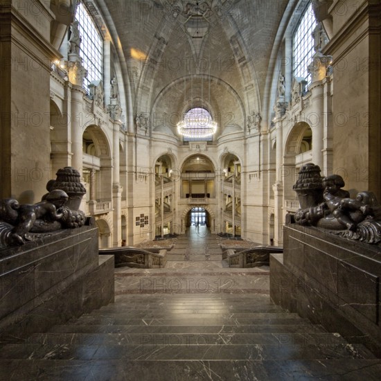 Neues Rathaus, interior view, Wilhelminian palace-like magnificent building in eclectic style, Hanover, Lower Saxony, Germany, Europe