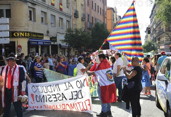 Political rally march on Columbus Day, Fiesta Nacional de España, October 12 2017, Madrid, Spain, Europe