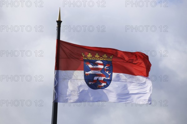 Flag of Hesse in the state capital Wiesbaden