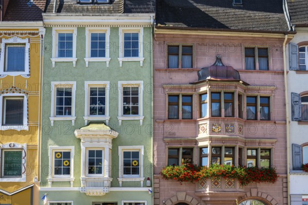 House facade, historic town houses, town houses in detail in the historic old town of Villingen, Villingen-Schwenningen, Black Forest district, Baden-Württemberg, Germany, Europe