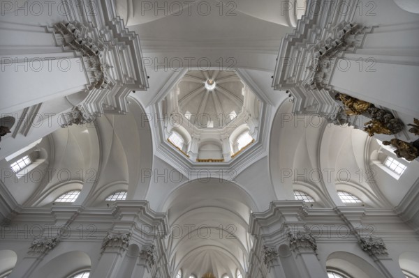 Dome of the parish church of St John, Hauk Abbey, built in 1691, Bahnhofstr. 4, Würzburg, Lower Franconia, Bavaria, Germany, Europe