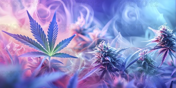 Abstract painting symbolizing the tranquil impact of cannabis in swirling soft pastel hues, AI generated