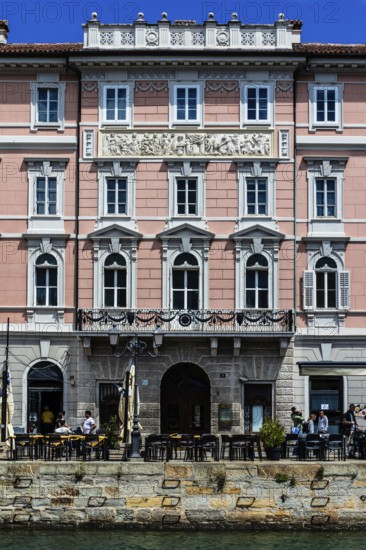 Commercial and residential houses of old families on the Grand Canal in the heart of Borgo Teresiano, Trieste, harbour town on the Adriatic, Friuli, Italy, Trieste, Friuli, Italy, Europe