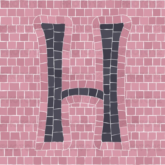 Mosaic tiles letter H. EPS 10 editable flat design vector seamless horizontal pattern