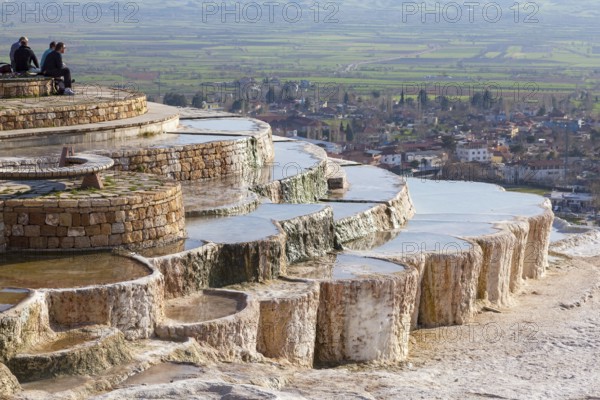 Sintered limestone terraces of Pamukkale, Pamukkale, Denizli province, Aegean region, Turkey, Asia