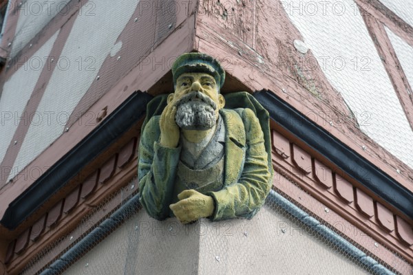 Figure at the historic town hall, Schwabach, Middle Franconia, Bavaria, Germany, Europe