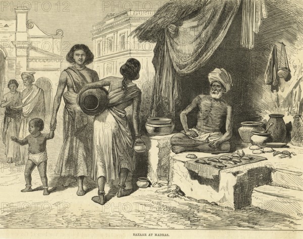 Bazaar at Madras, Chennai, Tamil Nadu, India, Asia