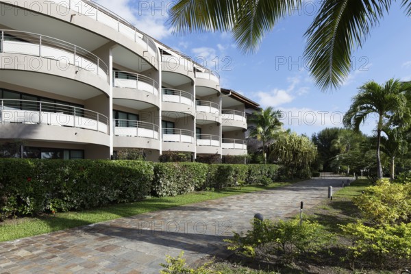 Building, Balcony, Garden, Tropical, Path, Te Moana Tahiti Resort, Hotel, Tahiti-Nui, Tahiti, Society Islands, Leeward Islands, French Polynesia, Oceania