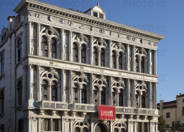 Italy Venice Palazzo Vendramin-Calergi -422 on the Grand Canal built early 16th century by Mauro Codussi in Tuscan Renaissance style 1883 Richard Wagner's death house today casino