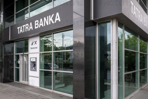 Bratislava, Slovakia, September, 3, 2023 : Tatra banka (Tatra Bank) branch in Bratislava. Tatra banka is a commercial bank in Slovakia, Europe