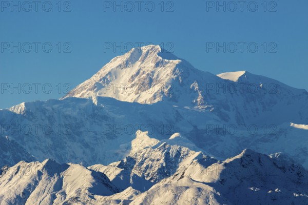 Blue Denali Mountain on a Sunny Day. Alaska, USA, North America