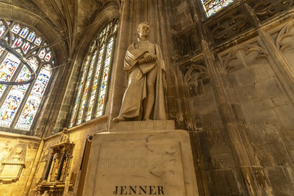 Statue of Edward Jenner in Gloucester Cathedral, England, Great Britain