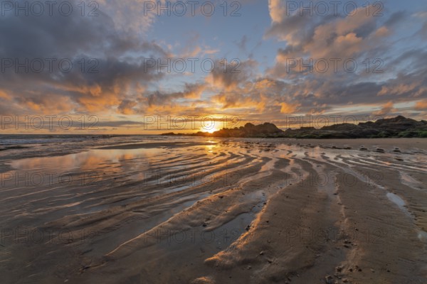 Atlantic Ocean beach at sunset. Les Sables d'Olonne, Vende, France, Europe