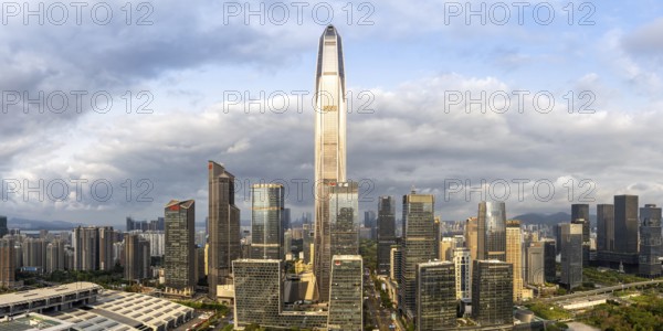 Skyline with skyscrapers city centre panorama Futian district in Shenzhen, China, Asia