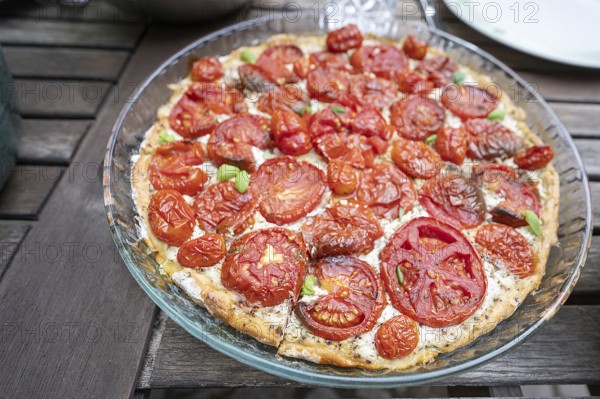 Fresh quiche with tomatoes, Bavaria, Germany, Europe