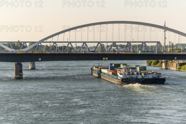 The Rhine between Strasbourg and Kehl seen from the garden of the two banks. Bas-Rhin, Collectivite europeenne d'Alsace, Grand Est
