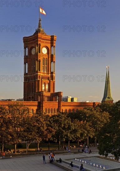 Red City Hall in the evening light, Berlin Mitte, Berlin, Germany, Europe