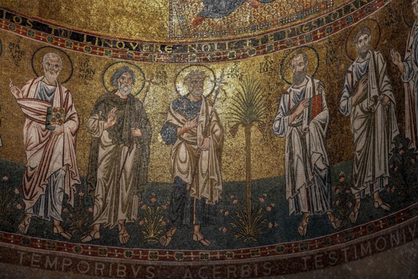 Ceiling mosaic over the left altar of the Cathedral of San Giusto, Trieste, Friuli Venezia Giulia Region, Italy, Europe