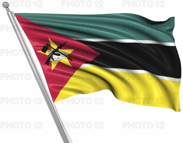 Flag of Mozambique, This is a computer generated and 3d rendered image