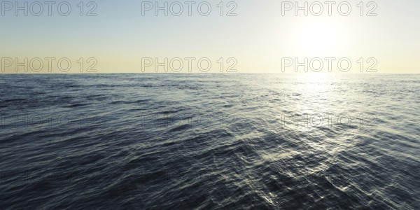 Wide ocean with a sunrise, space for text or image, travel concept