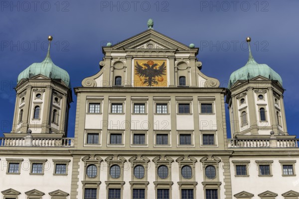 Detail of the historic town hall of Augsburg, Augsburg, Swabia, Bavaria, Germany, Europe