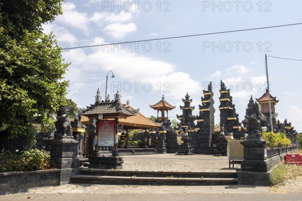 Hindu temple in the morning, beautiful sunrise at a religious place on the island of Bali, Indonesia, Asia