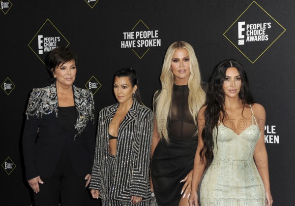 Kris Jenner, Kourtney Kardashian, Kim Kardashian and Khloe Kardashian at the 2019 E! People's Choice Awards held at the Barker Hangar in Santa Monica, USA on November 10, 2019., Santa Monica, California, USA, North America