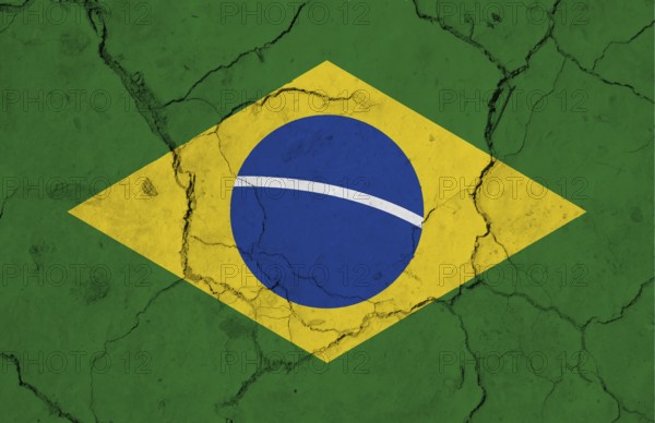 Brazil flag with texture on a background
