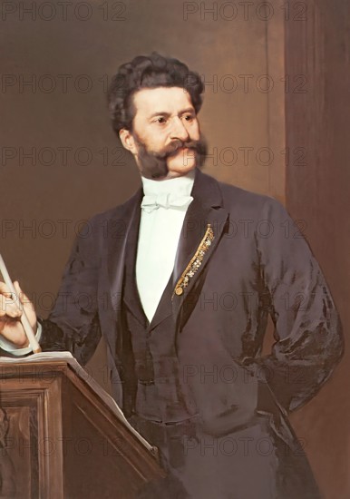 Johann Baptist Strauss II, 1825 – 1899, Austrian composer and violinist, 1879, digitally edited according to a painting by August Eisenmenger, 1888