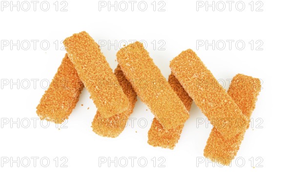 Heap of Raw Fish Sticks Isolated on White Background