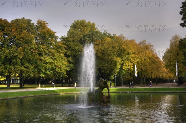Fountain, Green Boy, Court Garden of Jägerhof Palace, Düsseldorf, North Rhine-Westphalia, Jägerhof, Germany, Europe