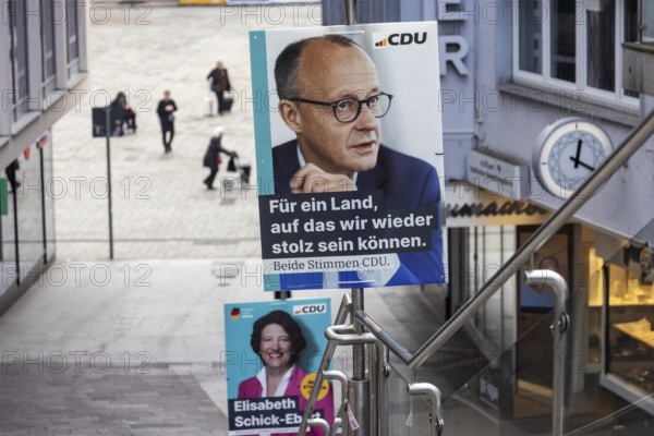 Election poster for the Bundestag election 2025. BTW25. election advert for the CDU party with the portrait of the top candidate Friedrich Merz. Stuttgart, Baden-Württemberg, Germany, Europe