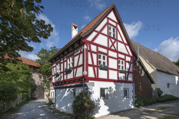 Historic, renovated half-timbered house, An der Löpsinger Mauer 7, Nördlingen, Bavaria, Germany, Europe