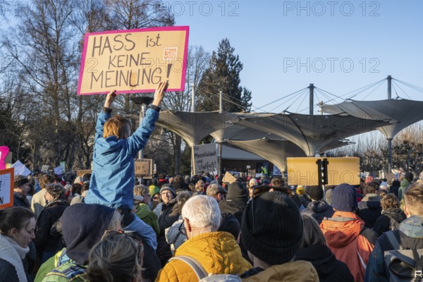 Crowd of people during a demonstration against right-wing extremism and for democracy on 8 February 2025 in the city garden of Constance, Constance district, Baden-Württemberg, Germany, Europe