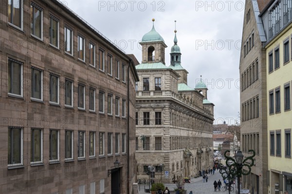 View of the city from Burgstrasse, Old Town Hall, Nuremberg, Middle Franconia, Franconia, Bavaria, Germany, Europe