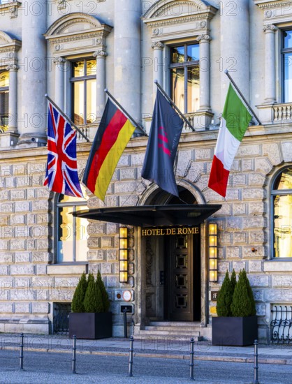 Entrance to the Hotel de Rome on Bebelplatz, Berlin, Germany, Europe